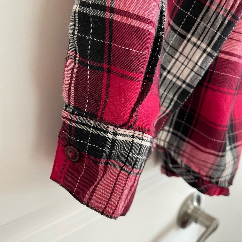 Southern Lady Plaid Button Down Shirt Red White & Black Size L - Picture 4 of 12